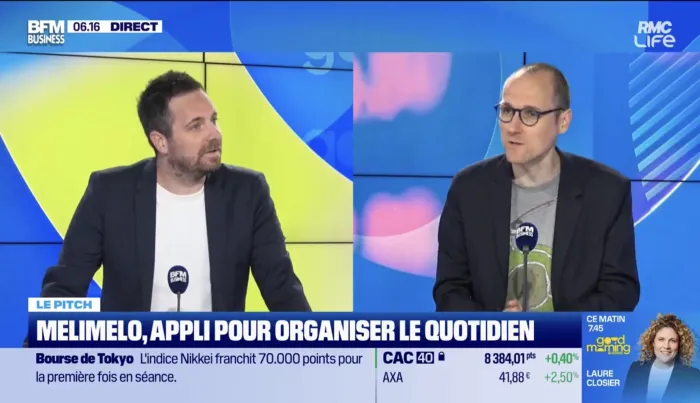 Fabien Maquin presenting Melimelo on BFM Business